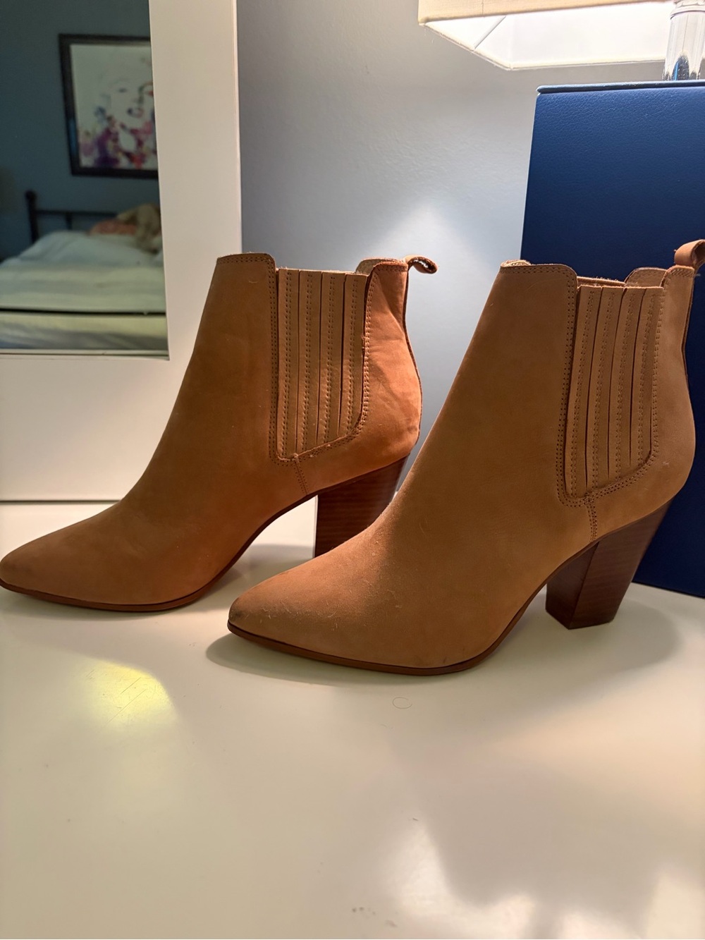 Aldo Tan Suede Pointed-Toe Chelsea Ankle Boots